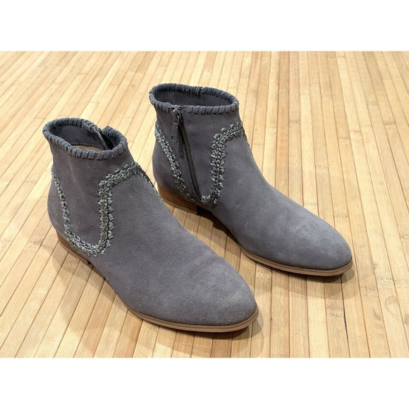 Jack Rogers Gemma Suede Ankle Booties, Gray, Size 7 M Stitched - Picture 3 of 11